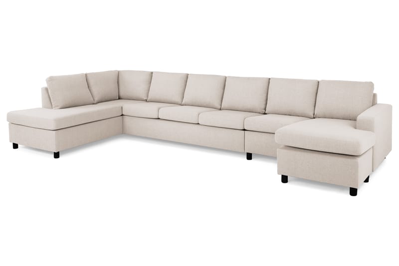 Crazy 6-seters Venstrevendt U-formet XX-Large Sofa med Divan og Sjeselong i Stoff - Beige - Møbler - Sofaer - U-sofa