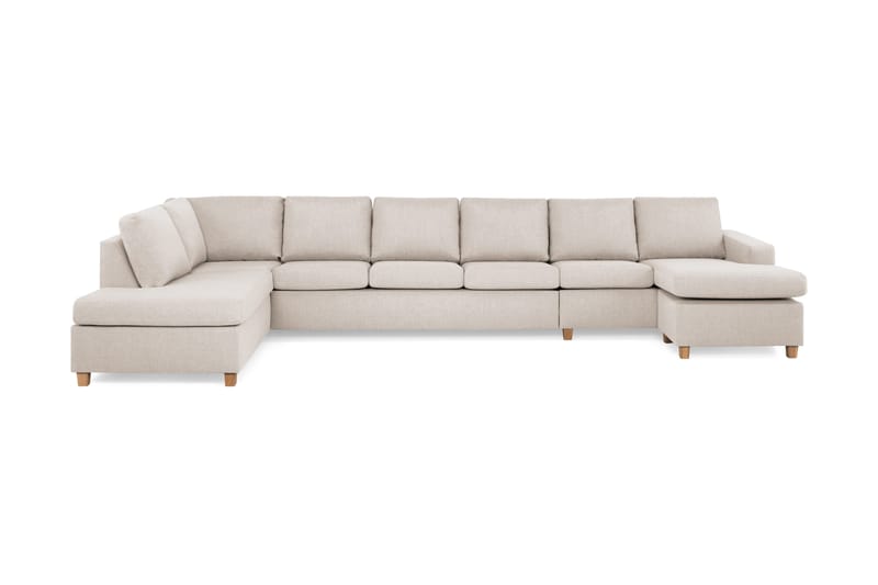 Crazy 6-seters Venstrevendt U-formet XX-Large Sofa med Divan og Sjeselong i Stoff - Beige - Møbler - Sofaer - U-sofa