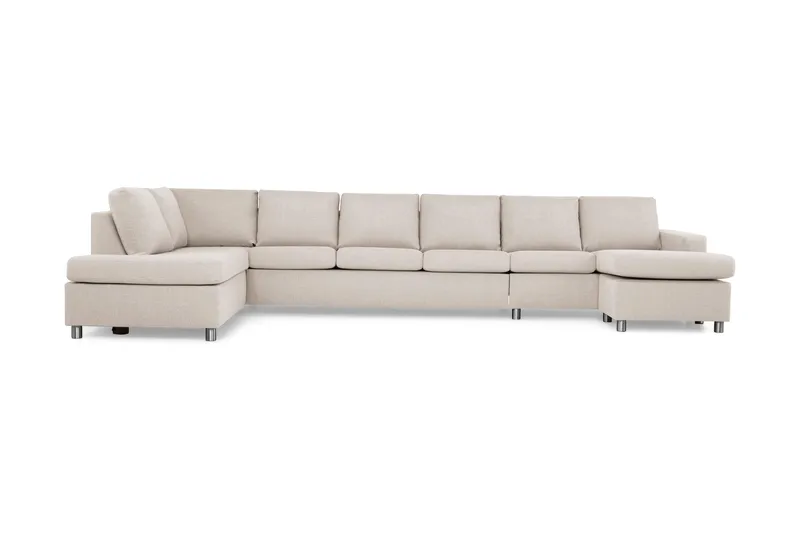 Crazy 6-seters Venstrevendt U-formet XX-Large Sofa med Divan og Sjeselong i Stoff - Beige - Møbler - Sofaer - U-sofa
