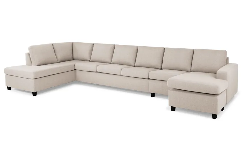 Crazy 6-seters Venstrevendt U-formet XX-Large Sofa med Divan og Sjeselong i Stoff - Beige - Møbler - Sofaer - U-sofa