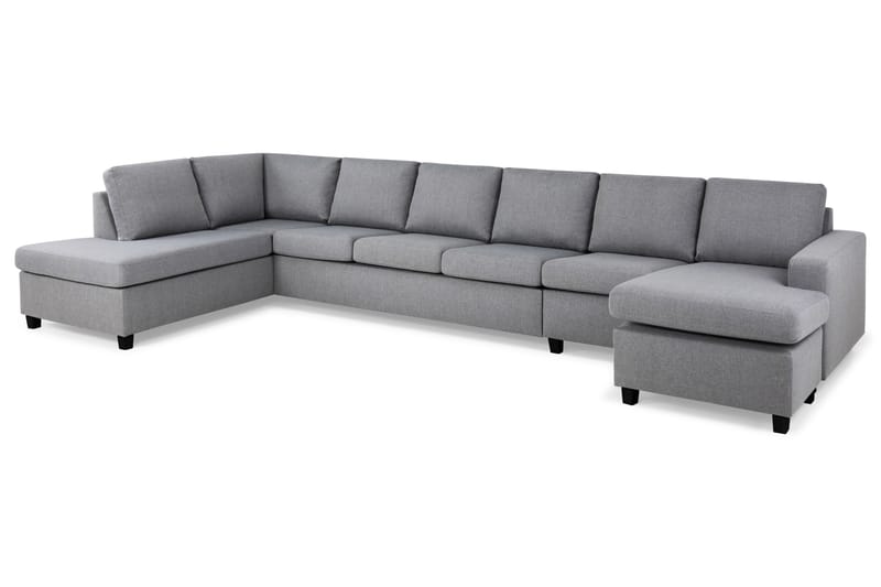 Crazy 6-seters Venstrevendt U-formet XX-Large Sofa med Divan og Sjeselong i Stoff - Grå - Møbler - Sofaer - Skinnsofaer