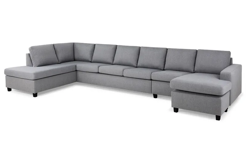 Crazy 6-seters Venstrevendt U-formet XX-Large Sofa med Divan og Sjeselong i Stoff - Grå - Møbler - Sofaer - U-sofa
