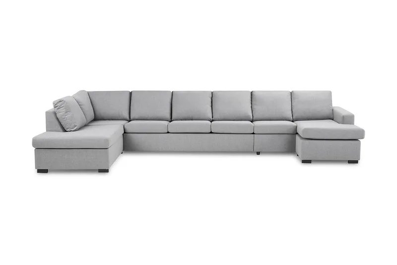 Crazy 6-seters Venstrevendt U-formet XX-Large Sofa med Divan og Sjeselong i Stoff - Grå - Møbler - Sofaer - U-sofa