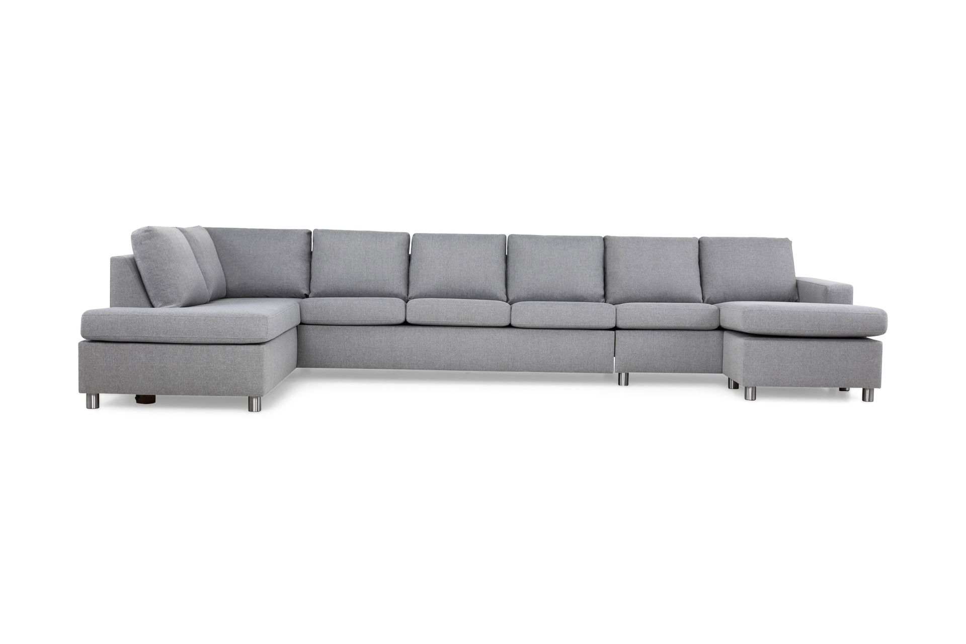 Crazy 6-seters Venstrevendt U-formet XX-Large Sofa med Divan og Sjeselong i Stoff - Grå - Møbler - Sofaer - U-sofa