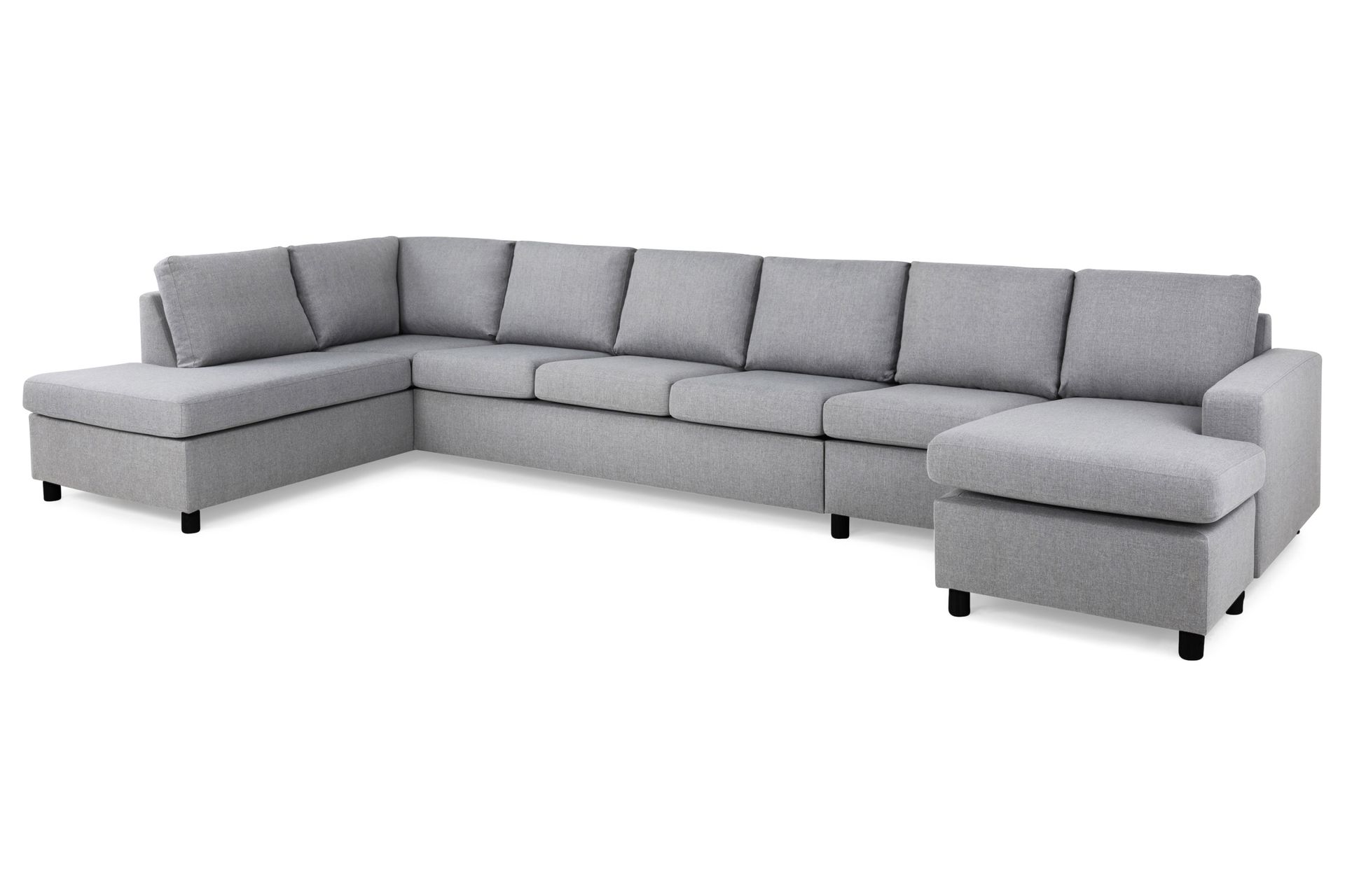 Crazy 6-seters Venstrevendt U-formet XX-Large Sofa med Divan og Sjeselong i Stoff - Grå - Møbler - Sofaer - U-sofa