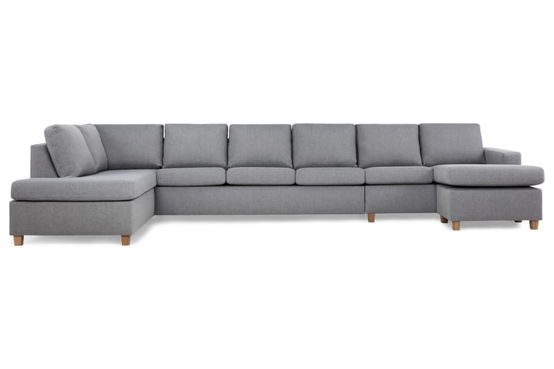 Crazy 6-seters Venstrevendt U-formet XX-Large Sofa med Divan og Sjeselong i Stoff - Grå - Møbler - Sofaer - U-sofa