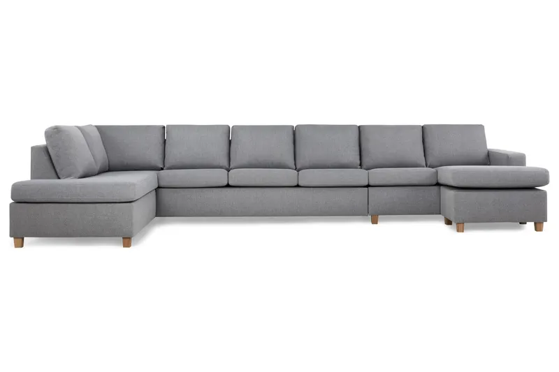 Crazy 6-seters Venstrevendt U-formet XX-Large Sofa med Divan og Sjeselong i Stoff - Grå - Møbler - Sofaer - U-sofa