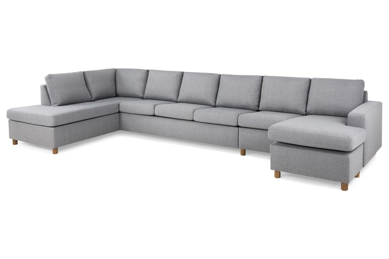 Crazy 6-seters Venstrevendt U-formet XX-Large Sofa med Divan og Sjeselong i Stoff - Grå - Møbler - Sofaer - U-sofa