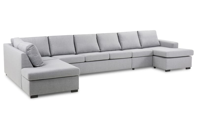 Crazy 6-seters Venstrevendt U-formet XX-Large Sofa med Divan og Sjeselong i Stoff - Grå - Møbler - Sofaer - U-sofa