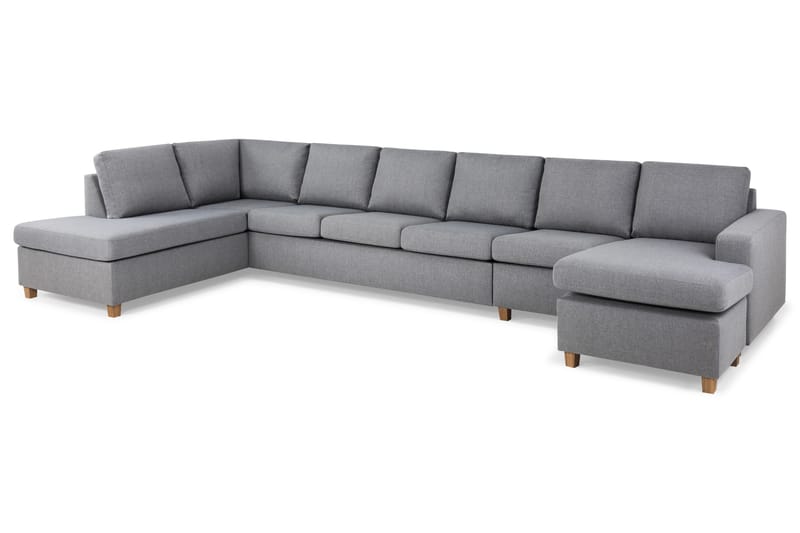 Crazy 6-seters Venstrevendt U-formet XX-Large Sofa med Divan og Sjeselong i Stoff - Grå - Møbler - Sofaer - U-sofa