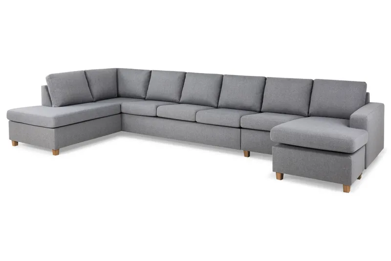 Crazy 6-seters Venstrevendt U-formet XX-Large Sofa med Divan og Sjeselong i Stoff - Grå - Møbler - Sofaer - U-sofa
