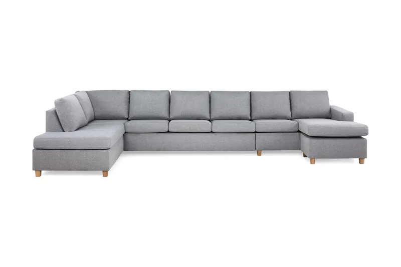 Crazy 6-seters Venstrevendt U-formet XX-Large Sofa med Divan og Sjeselong i Stoff - Grå - Møbler - Sofaer - U-sofa