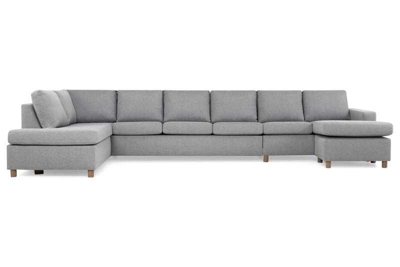 Crazy 6-seters Venstrevendt U-formet XX-Large Sofa med Divan og Sjeselong i Stoff - Grå - Møbler - Sofaer - U-sofa