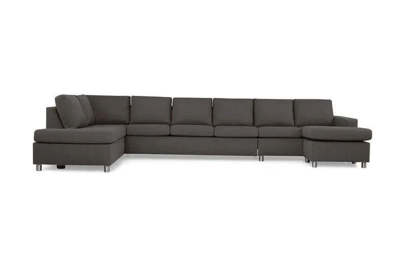 Crazy 6-seters Venstrevendt U-formet XX-Large Sofa med Divan og Sjeselong i Stoff - Mørk grå - Møbler - Sofaer - U-sofa