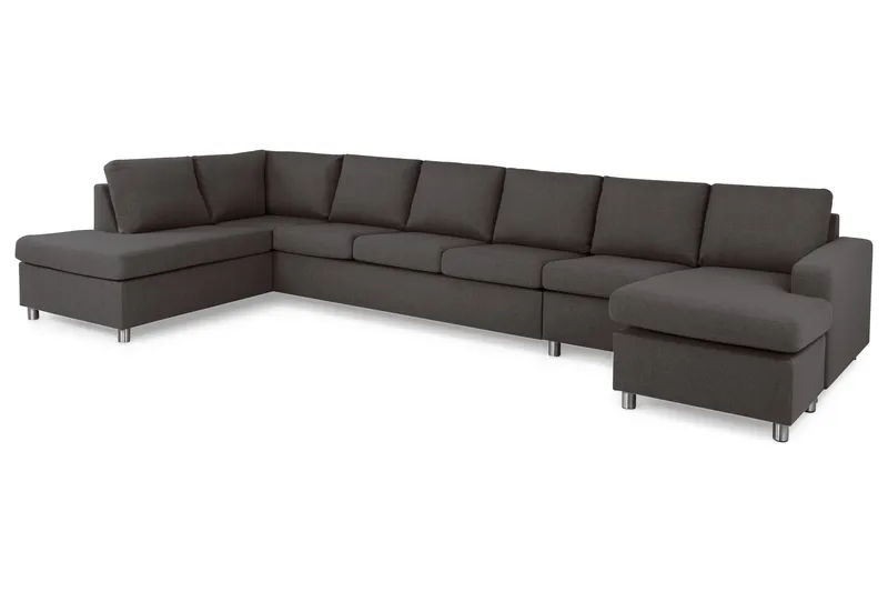Crazy 6-seters Venstrevendt U-formet XX-Large Sofa med Divan og Sjeselong i Stoff - Mørk grå - Møbler - Sofaer - U-sofa