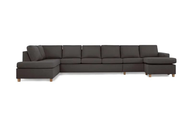 Crazy 6-seters Venstrevendt U-formet XX-Large Sofa med Divan og Sjeselong i Stoff, Mørk grå