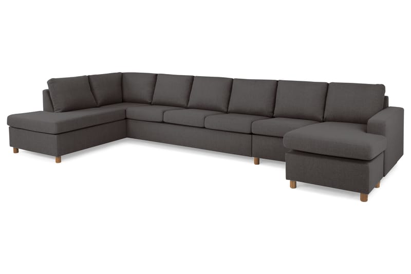 Crazy 6-seters Venstrevendt U-formet XX-Large Sofa med Divan og Sjeselong i Stoff - Mørk grå - Møbler - Sofaer - U-sofa