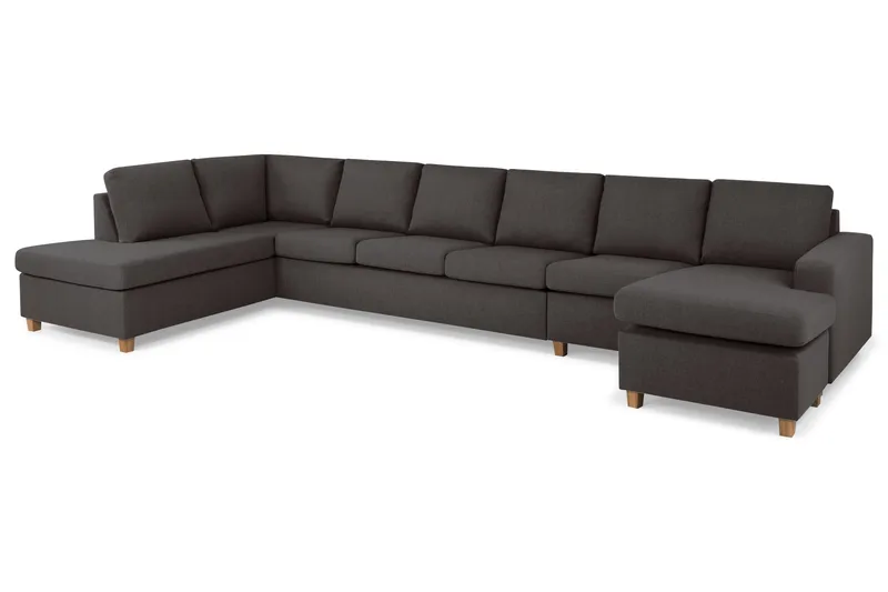 Crazy 6-seters Venstrevendt U-formet XX-Large Sofa med Divan og Sjeselong i Stoff - Mørk grå - Møbler - Sofaer - U-sofa