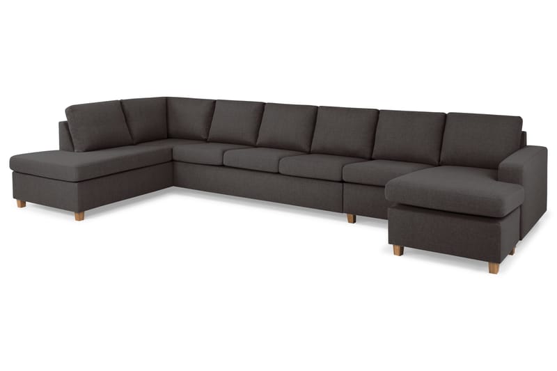 Crazy 6-seters Venstrevendt U-formet XX-Large Sofa med Divan og Sjeselong i Stoff - Mørk grå - Møbler - Sofaer - U-sofa