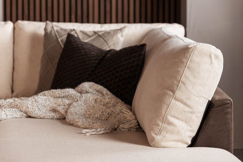 Cuba 5-seters Høyrevendt U-formet Sofa med Divan og Sjeselong i Kunstlær/Stoff - Brun / Beige - Møbler - Sofaer - U-sofa