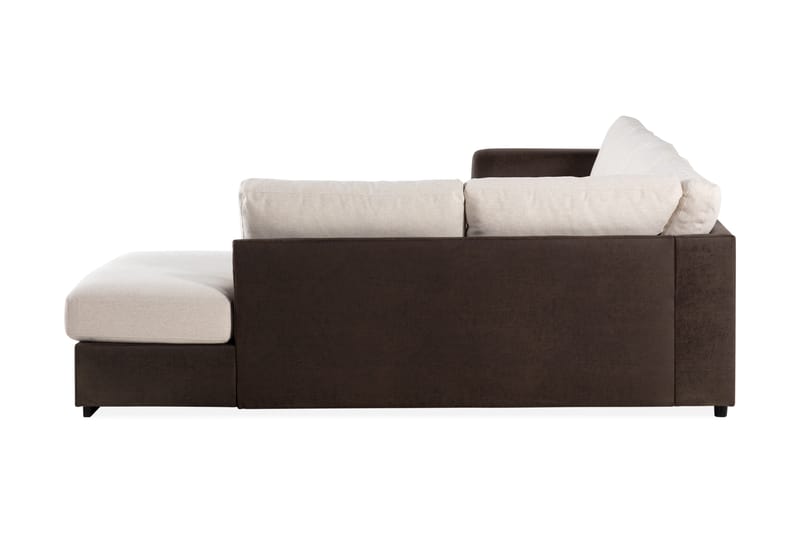 Cuba 5-seters Høyrevendt U-formet Sofa med Divan og Sjeselong i Kunstlær/Stoff - Brun / Beige - Møbler - Sofaer - U-sofa