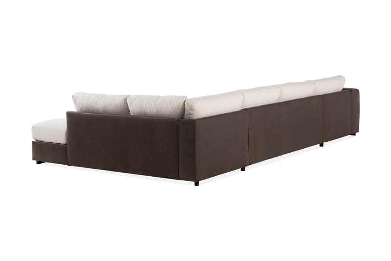 Cuba 5-seters Høyrevendt U-formet Sofa med Divan og Sjeselong i Kunstlær/Stoff - Brun / Beige - Møbler - Sofaer - U-sofa