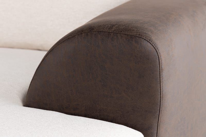 Cuba 5-seters Høyrevendt U-formet Sofa med Divan og Sjeselong i Kunstlær/Stoff - Brun / Beige - Møbler - Sofaer - U-sofa