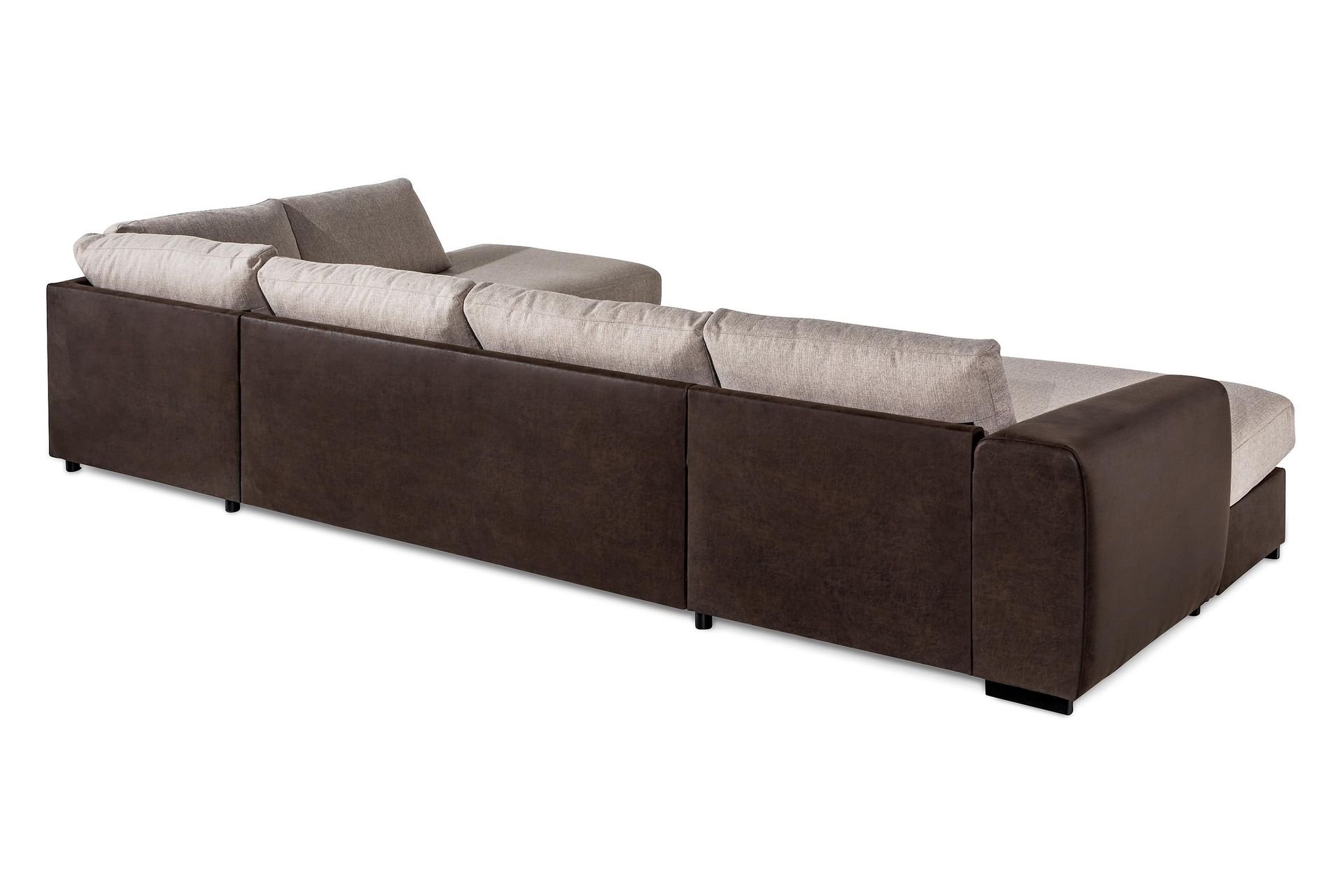 Cuba 5-seters Høyrevendt U-formet Sofa med Divan og Sjeselong i Kunstlær/Stoff - Brun / Beige - Møbler - Sofaer - U-sofa