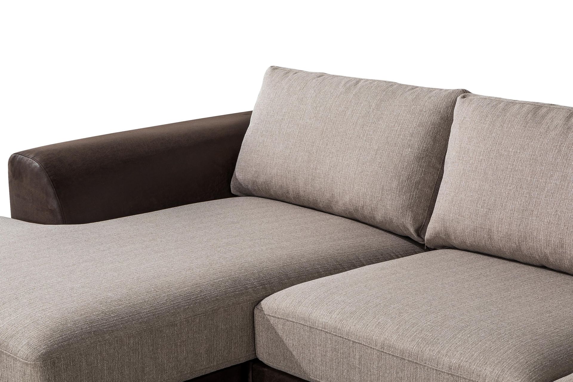 Cuba 5-seters Høyrevendt U-formet Sofa med Divan og Sjeselong i Kunstlær/Stoff - Brun / Beige - Møbler - Sofaer - U-sofa