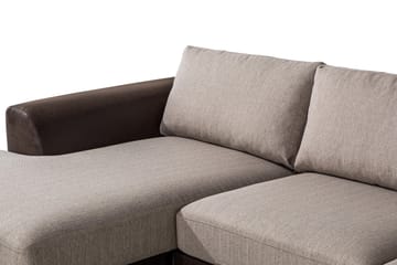 Cuba 5-seters Høyrevendt U-formet Sofa med Divan og Sjeselong i Kunstlær/Stoff - Brun / Beige - Møbler - Sofaer - U-sofa