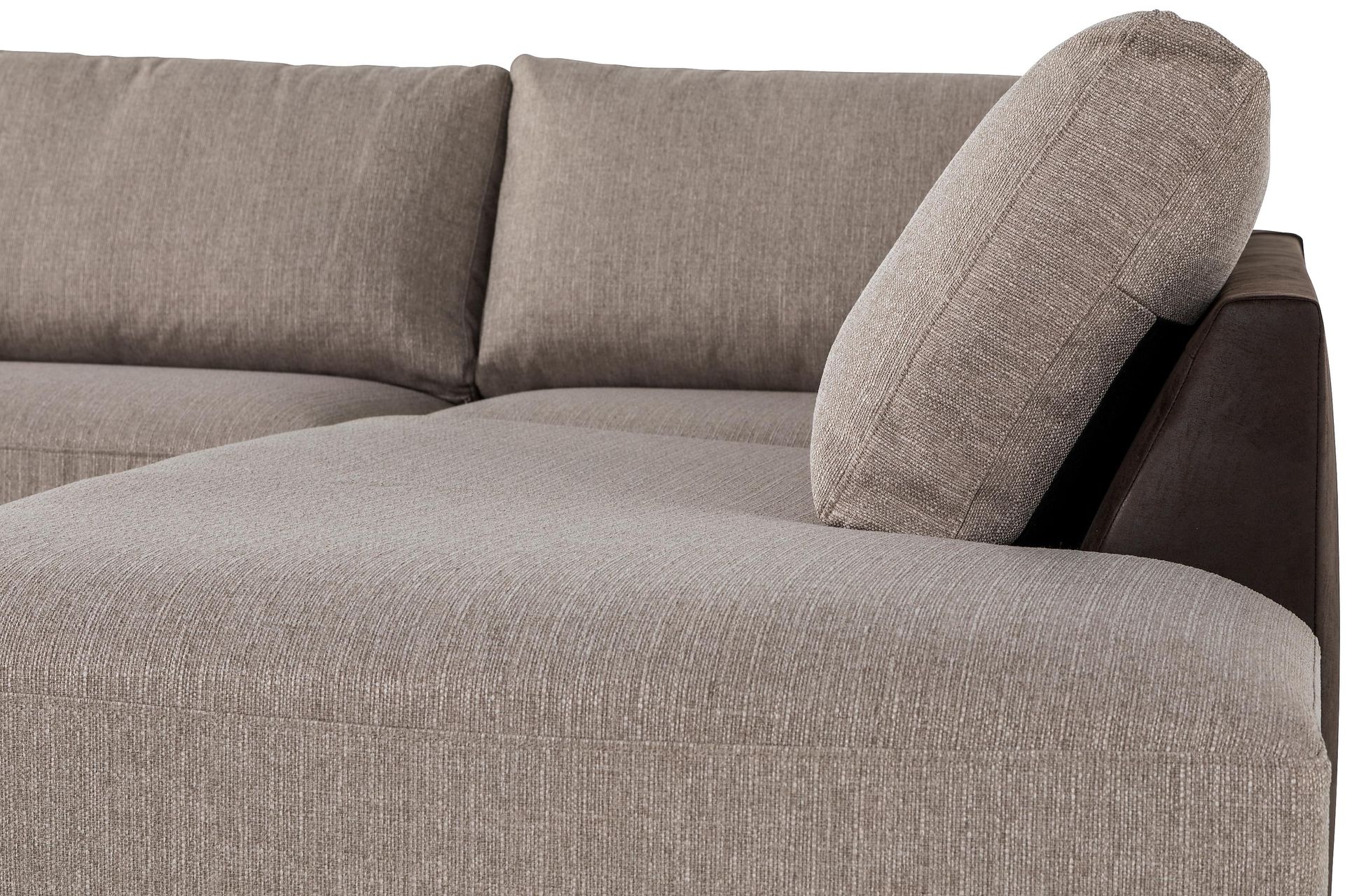 Cuba 5-seters Høyrevendt U-formet Sofa med Divan og Sjeselong i Kunstlær/Stoff - Brun / Beige - Møbler - Sofaer - U-sofa