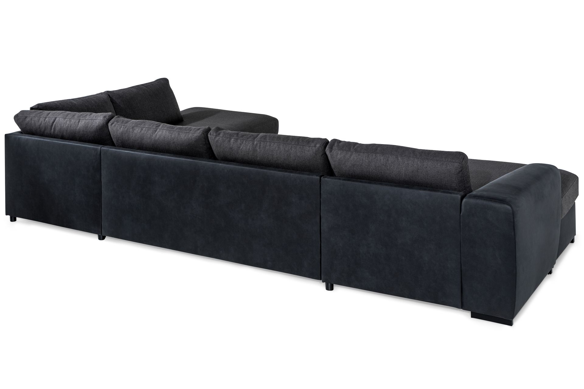 Cuba 5-seters Høyrevendt U-formet Sofa med Divan og Sjeselong i Kunstlær/Stoff - Svart / Grå - Møbler - Sofaer - U-sofa