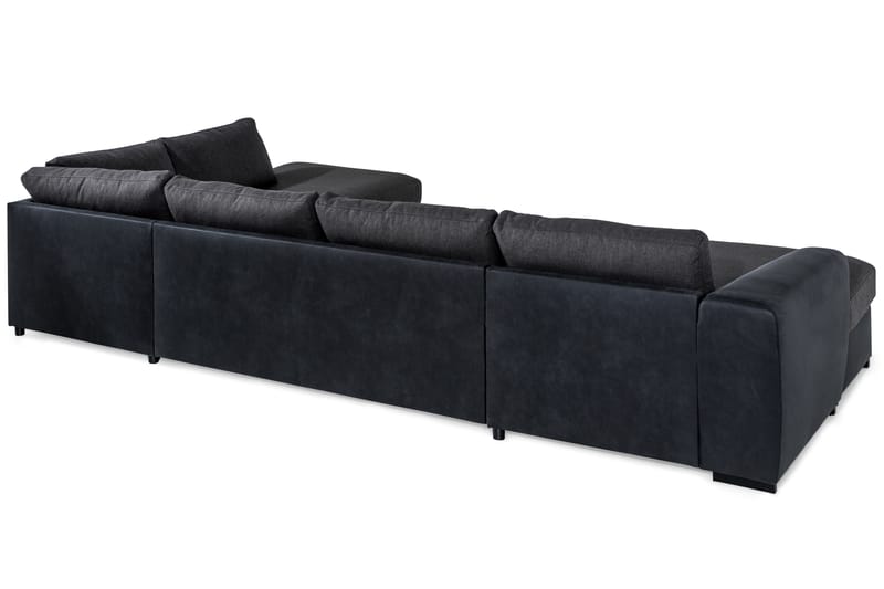 Cuba 5-seters Høyrevendt U-formet Sofa med Divan og Sjeselong i Kunstlær/Stoff - Svart / Grå - Møbler - Sofaer - U-sofa
