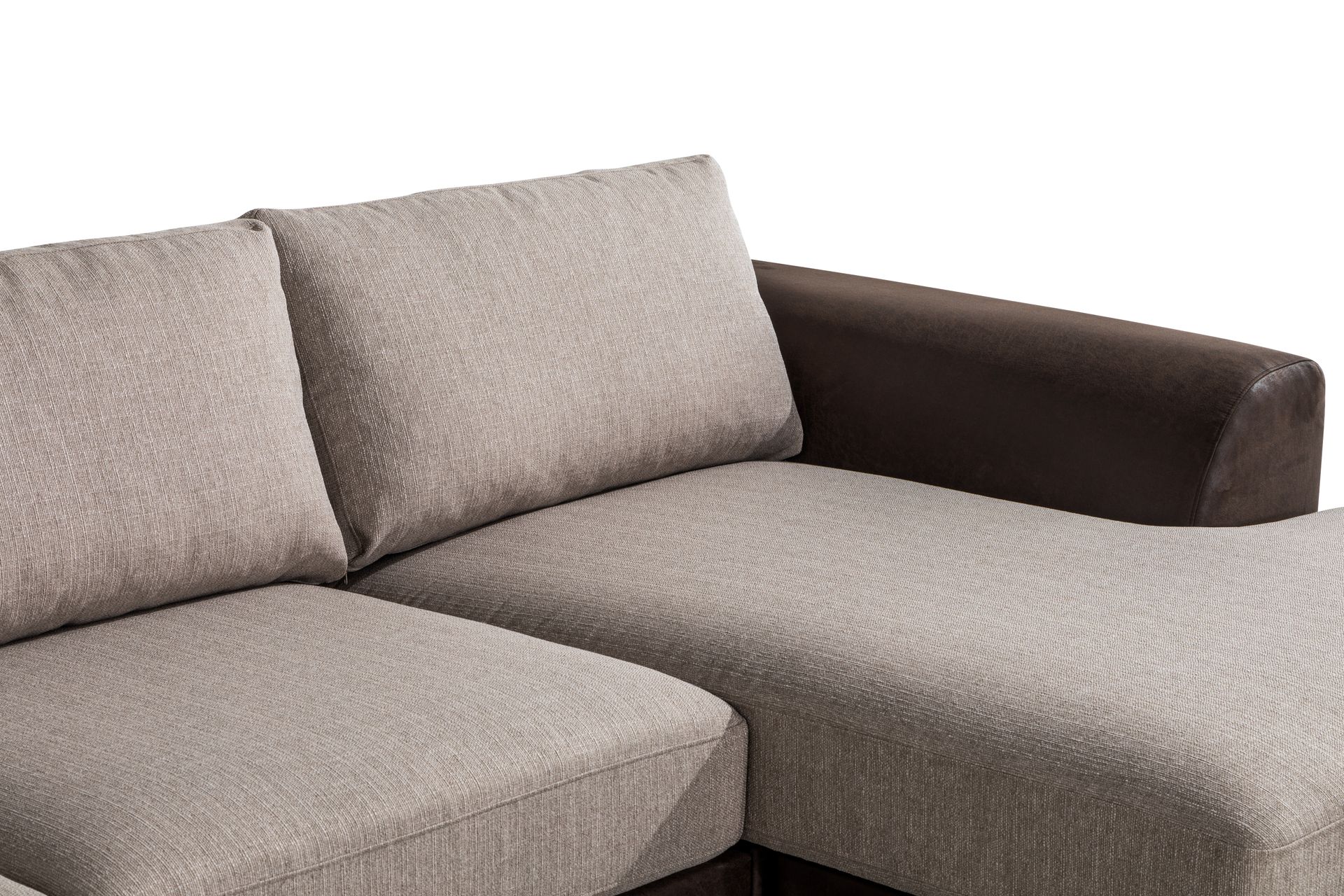 Cuba 5-seters Venstrevendt U-formet Large Sofa med Divan og Sjeselong i Kunstlær/Stoff - Brun / Beige - Møbler - Sofaer - U-sofa