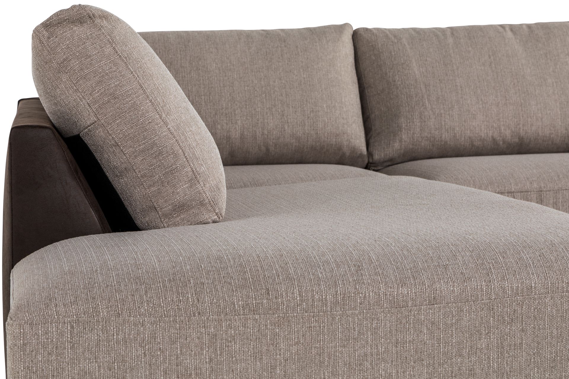 Cuba 5-seters Venstrevendt U-formet Large Sofa med Divan og Sjeselong i Kunstlær/Stoff - Brun / Beige - Møbler - Sofaer - U-sofa