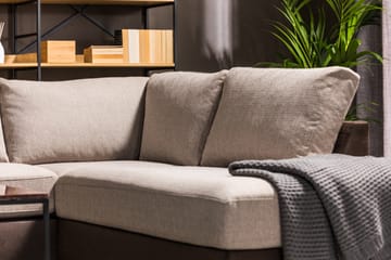 Cuba 5-seters Venstrevendt U-formet Large Sofa med Divan og Sjeselong i Kunstlær/Stoff - Brun / Beige - M�øbler - Sofaer - U-sofa