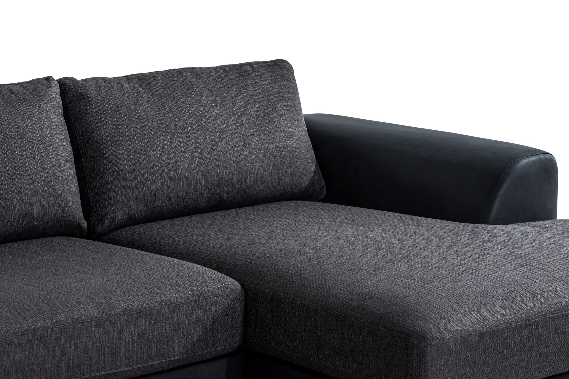 Cuba 5-seters Venstrevendt U-formet Large Sofa med Divan og Sjeselong i Kunstlær/Stoff - Svart / Grå - Møbler - Sofaer - U-sofa