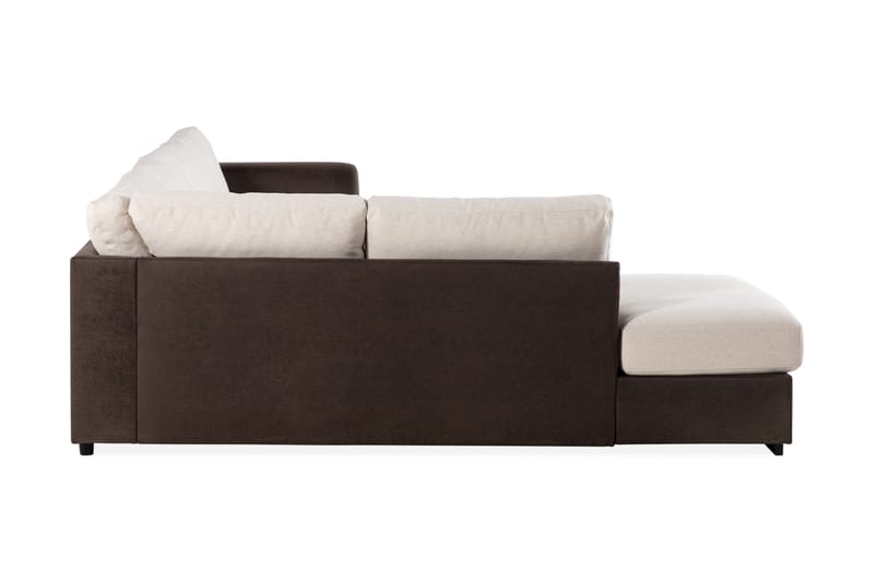 Cuba 5-seters Venstrevendt U-formet Sofa med Divan og Sjeselong i Kunstlær/Stoff - Brun / Beige - Møbler - Sofaer - U-sofa