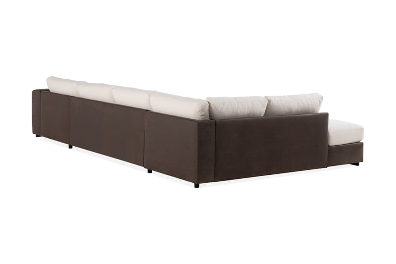 Cuba 5-seters Venstrevendt U-formet Sofa med Divan og Sjeselong i Kunstlær/Stoff - Brun / Beige - Møbler - Sofaer - U-sofa