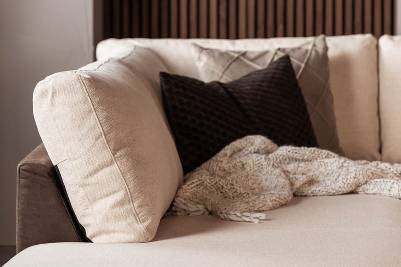 Cuba 5-seters Venstrevendt U-formet Sofa med Divan og Sjeselong i Kunstlær/Stoff - Brun / Beige - Møbler - Sofaer - U-sofa