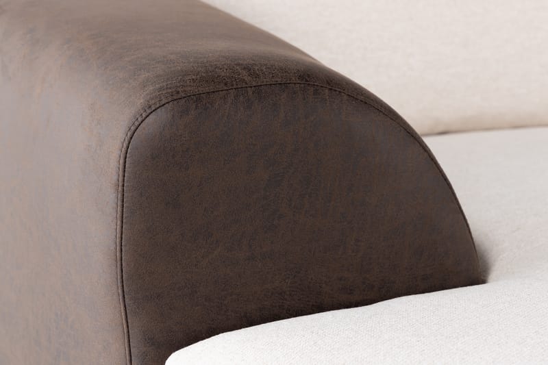 Cuba 5-seters Venstrevendt U-formet Sofa med Divan og Sjeselong i Kunstlær/Stoff - Brun / Beige - Møbler - Sofaer - U-sofa