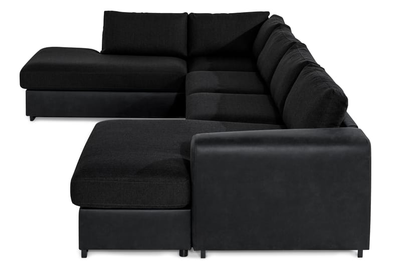 Cuba 5-seters Venstrevendt U-formet Sofa med Divan og Sjeselong i Kunstlær/Stoff - Grå / Svart - Møbler - Sofaer - U-sofa