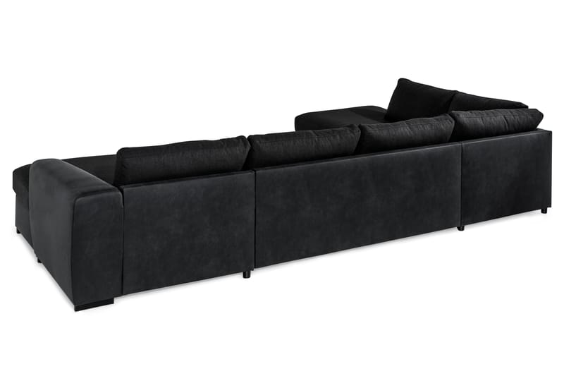 Cuba 5-seters Venstrevendt U-formet Sofa med Divan og Sjeselong i Kunstlær/Stoff - Grå / Svart - Møbler - Sofaer - U-sofa