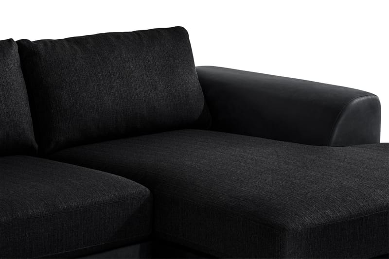 Cuba 5-seters Venstrevendt U-formet Sofa med Divan og Sjeselong i Kunstlær/Stoff - Grå / Svart - Møbler - Sofaer - U-sofa