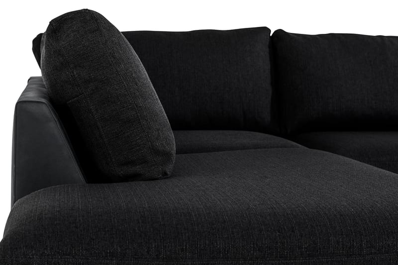 Cuba 5-seters Venstrevendt U-formet Sofa med Divan og Sjeselong i Kunstlær/Stoff - Grå / Svart - Møbler - Sofaer - U-sofa