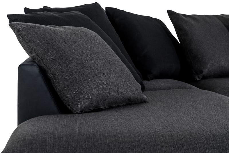Cuba 5-seters Venstrevendt U-formet Sofa med Divan og Sjeselong i Kunstlær/Stoff inkl. Pynteputer - Svart / Grå - Møbler - Sofaer - U-sofa