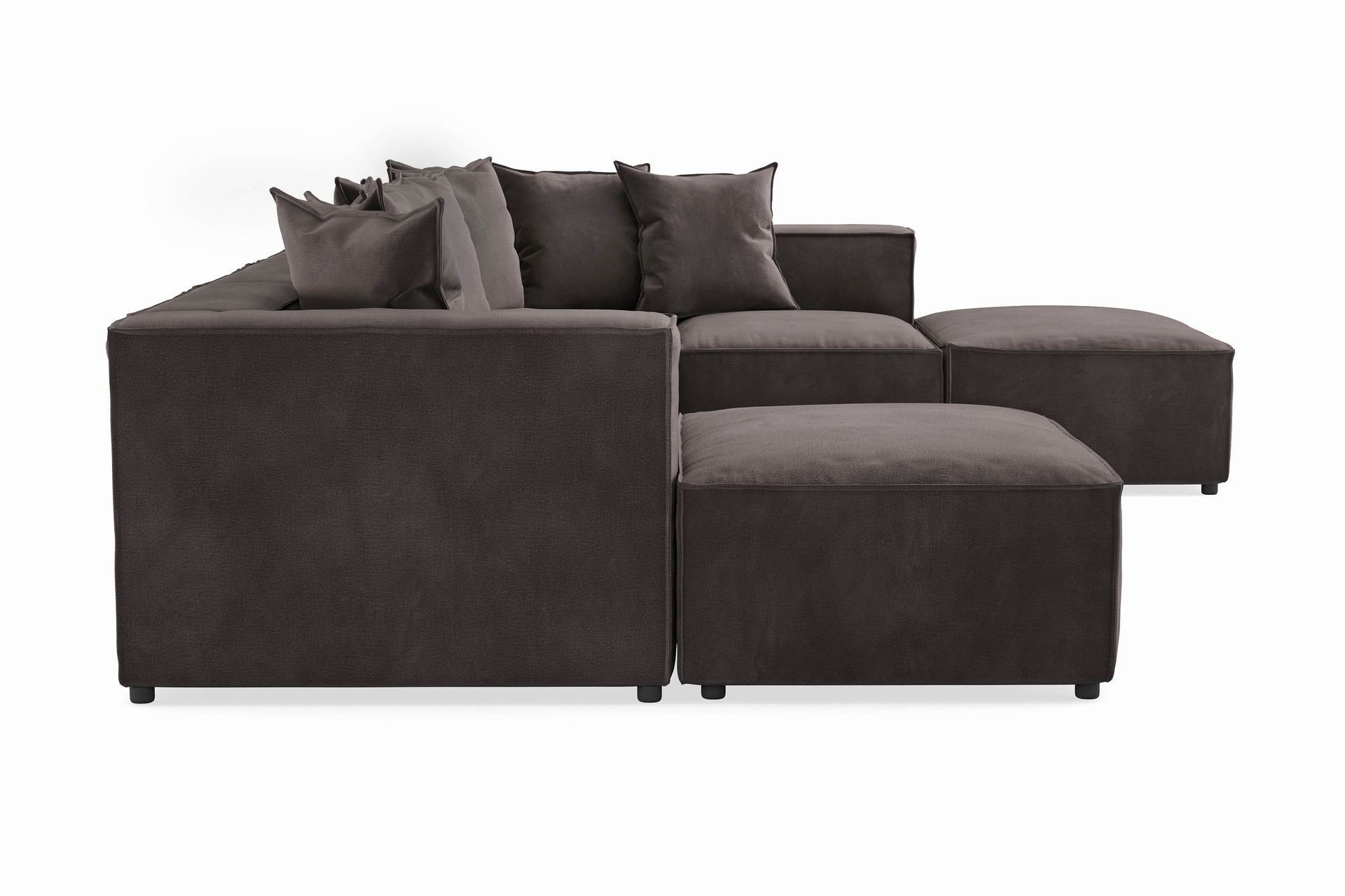 Cubo 5-seters U-formet Dyp Modulsofa med Divan og Sjeselong i Fløyel - Mørk grå - Møbler - Sofaer - U-sofa