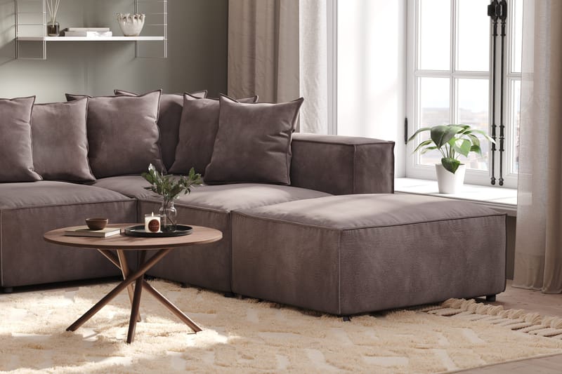 Cubo 5-seters U-formet Dyp Modulsofa med Divan og Sjeselong i Fløyel - Mørk grå - Møbler - Sofaer - U-sofa