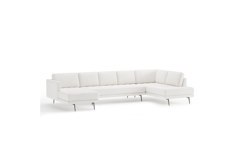 Debbi Sofa m. Divan och Sjeselong 6-seters - Hvit - U-sofa