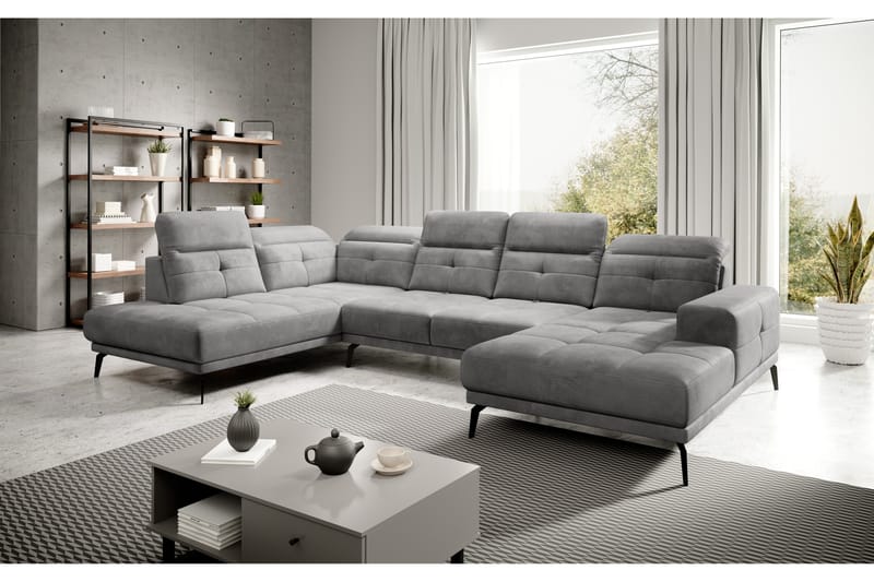 Devender Sofa m. Divan og Sjeselong - Blå - U-sofa